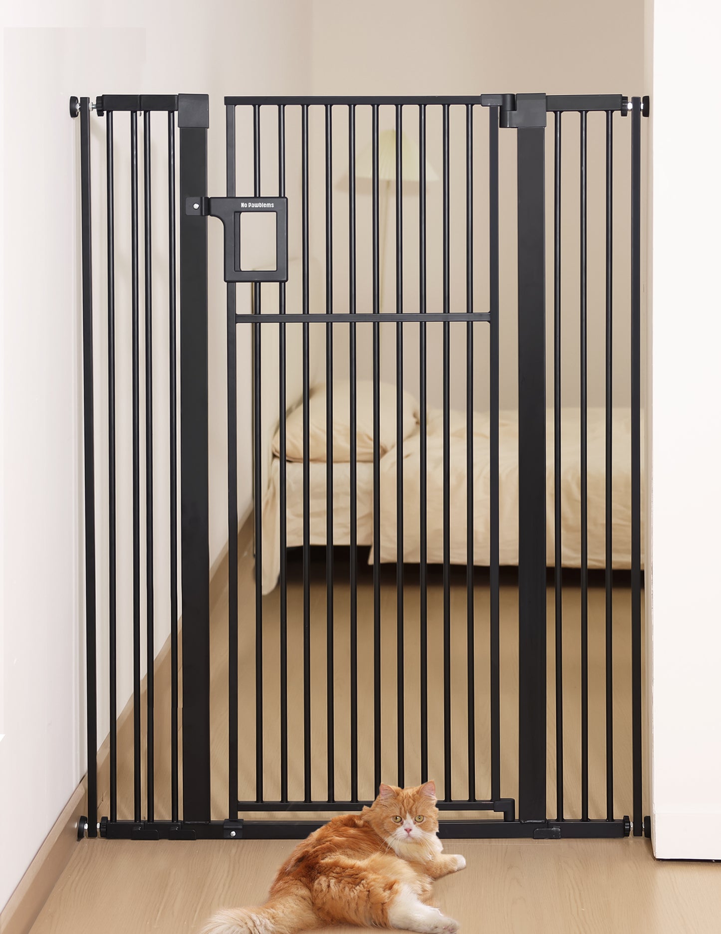 Upgraded 55" Extra Tall Pet Gate for Cat | Pressure Mounted
