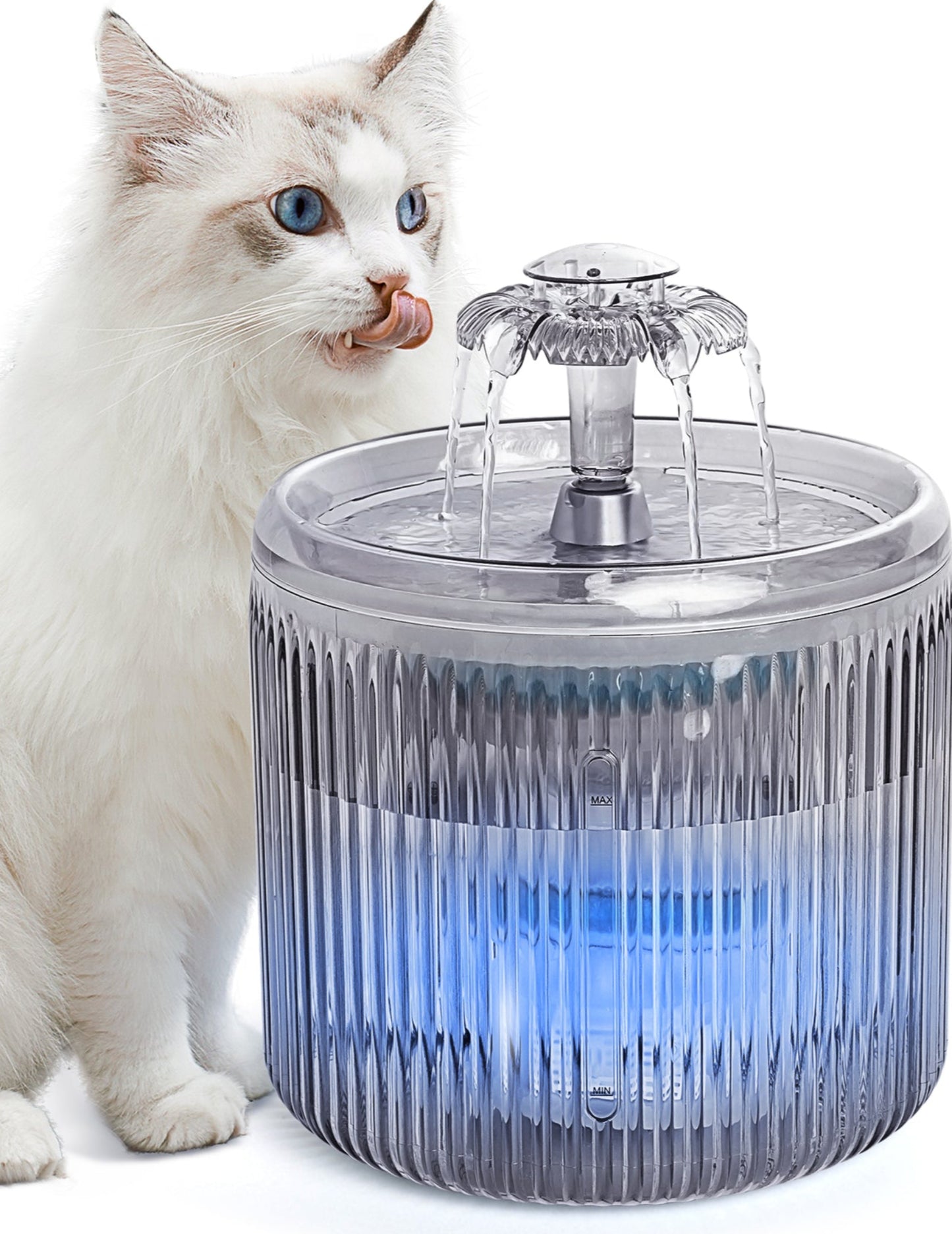 Cat Water Fountain with LED Light - 88oz/2.6L No Pawblems Ultra Quiet Pet Water Fountain