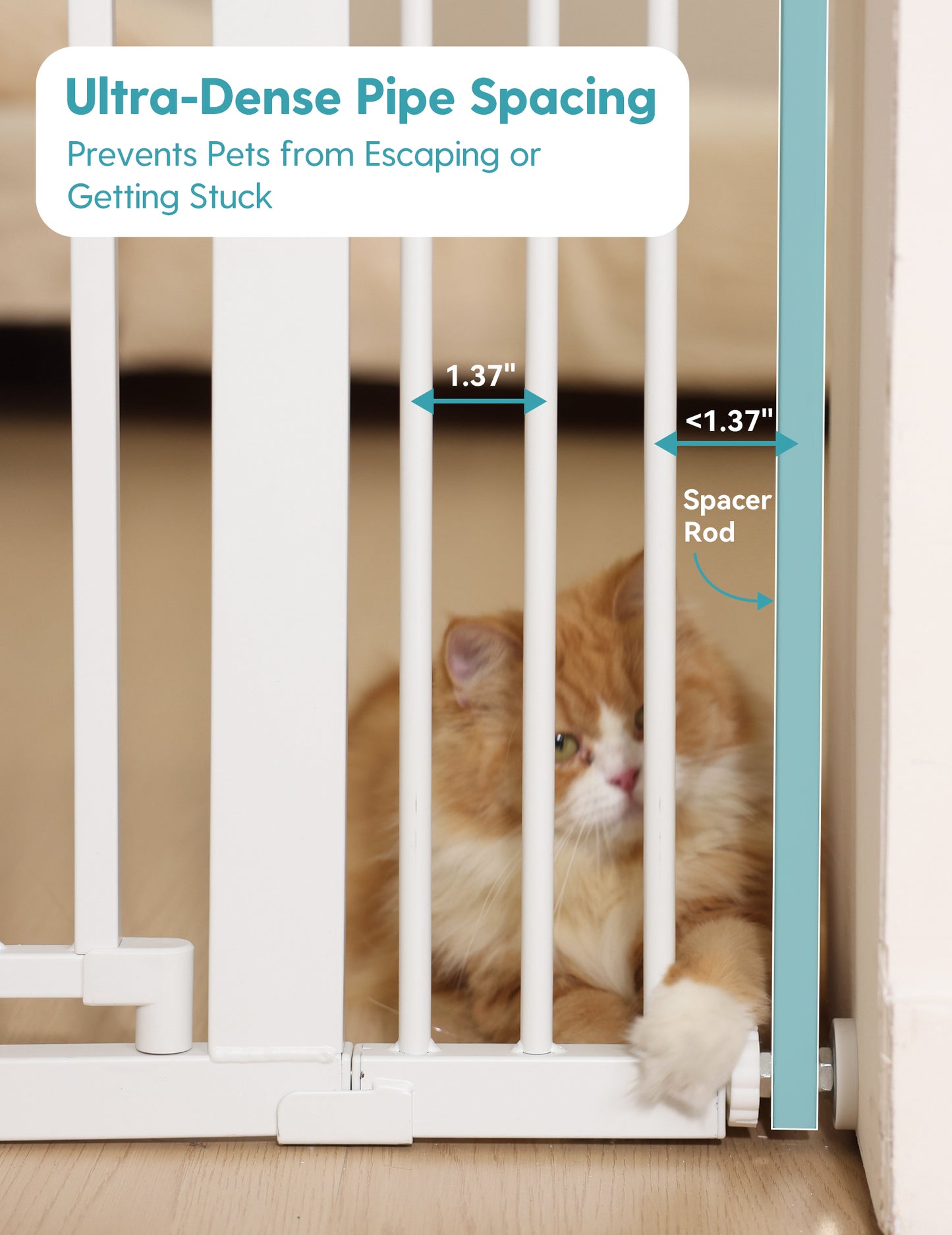 Upgraded 55" Extra Tall Pet Gate for Cat | Pressure Mounted
