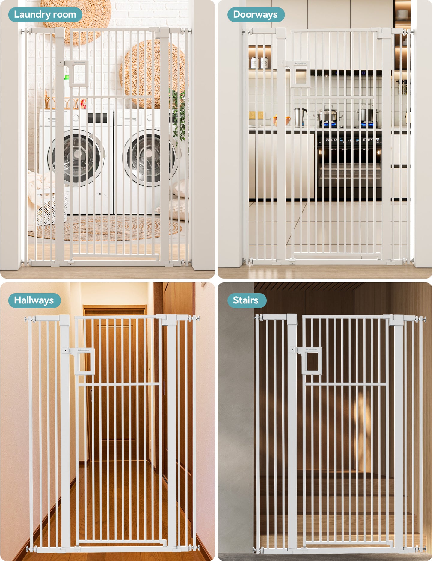 Upgraded 55" Extra Tall Pet Gate for Cat | Pressure Mounted