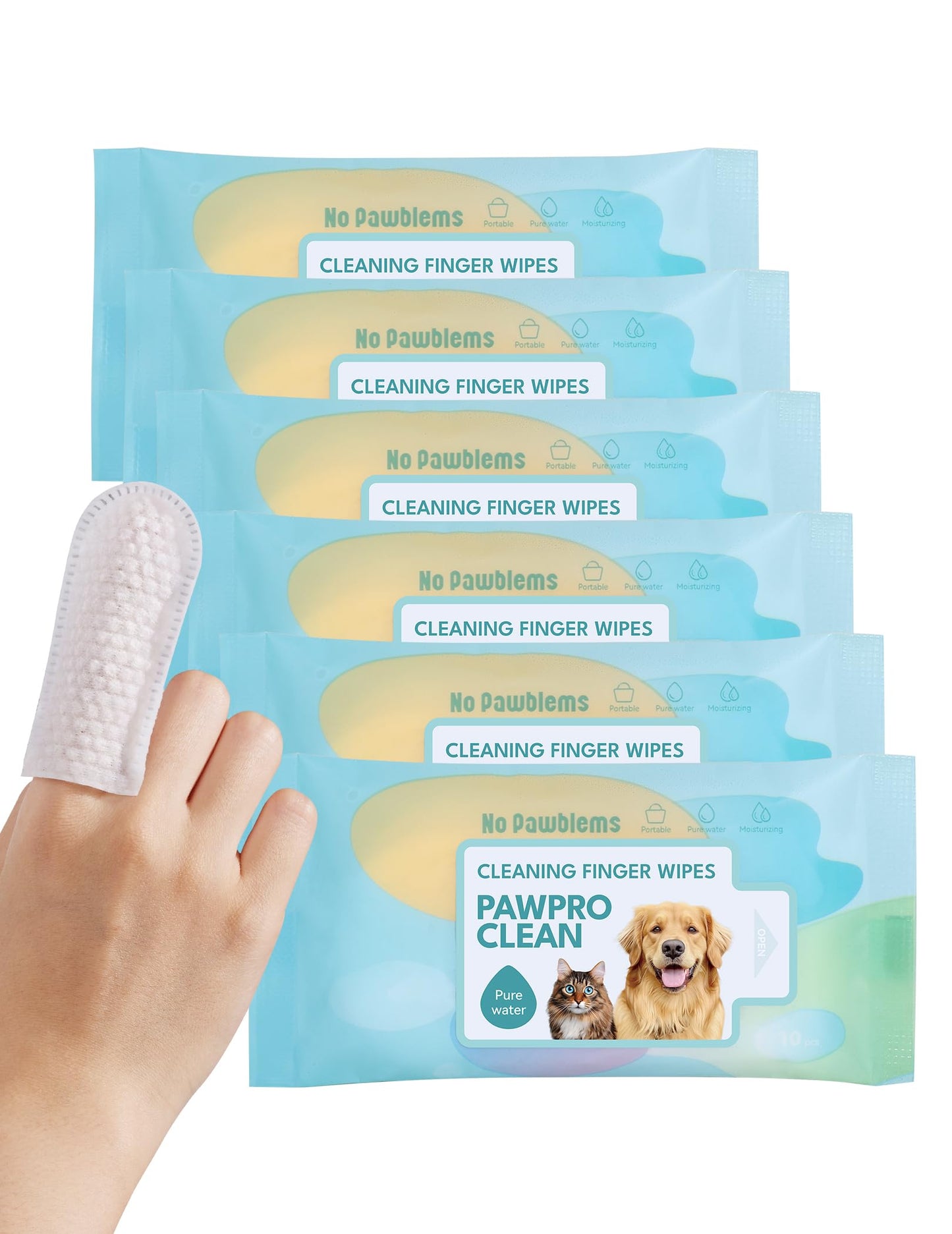 No Pawblems Portable Pocket-Sized Ear Wipes Finger | Comfy Finger Design