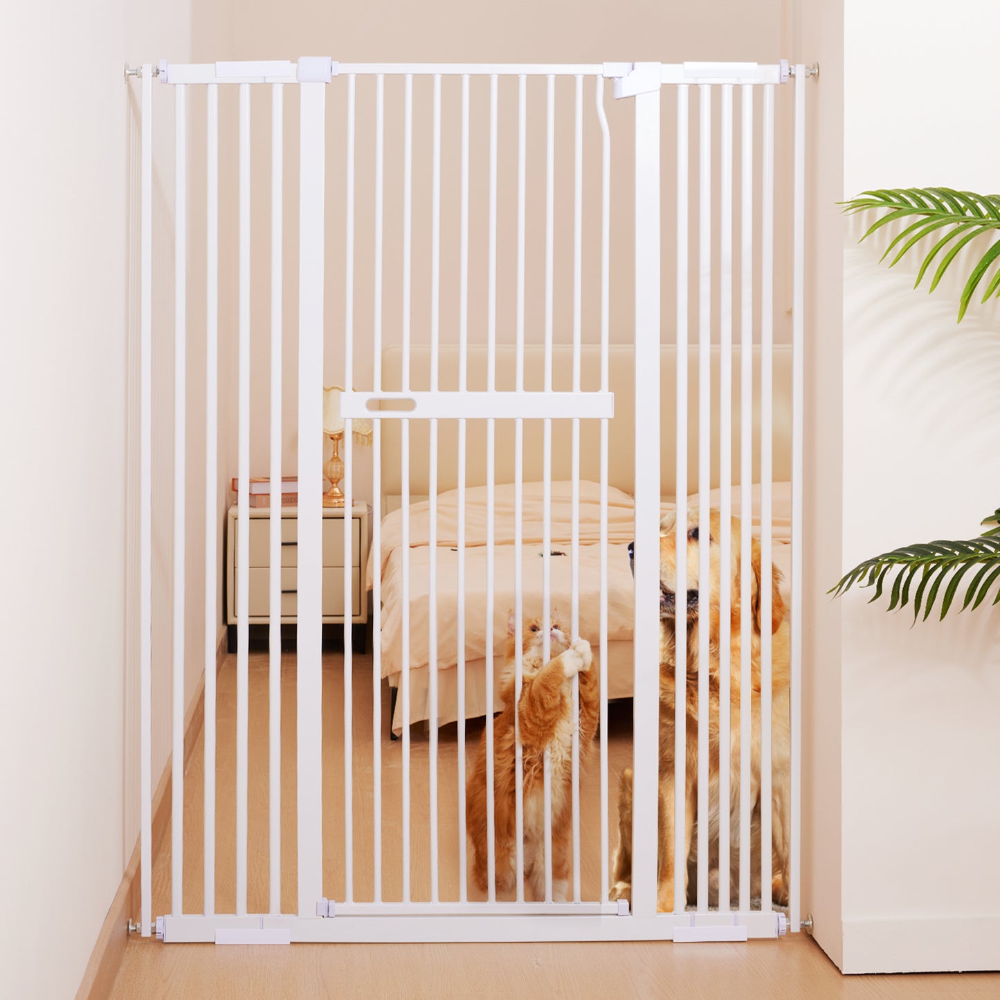 55.1" Extra Tall Pet Gate, 29.9-44.4" Wide Dog Gates for Doorways & Stairs