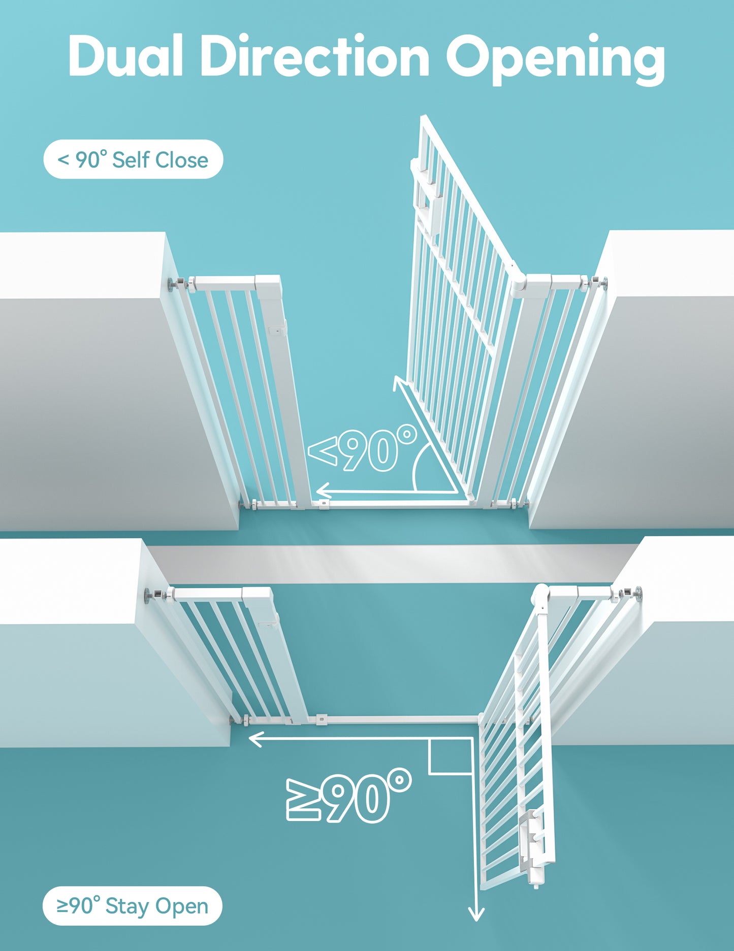Upgraded 55" Extra Tall Pet Gate for Cat | Pressure Mounted