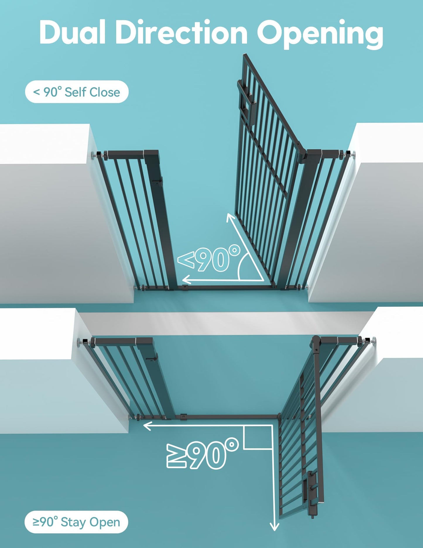 No Pawblems Upgraded 71" Extra Tall Pet Gate for Cat, 29-43" Auto Close Cat Gate | NO Drilling Pressure Mounted