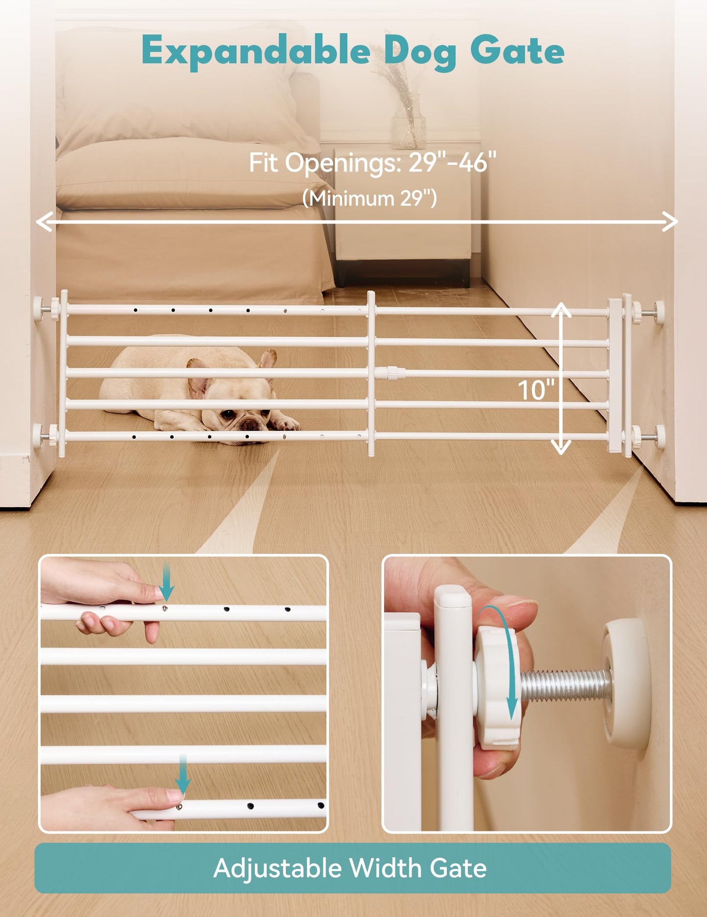 No Pawblems Short Dog Gate | 29-46" W small Dog Gate for Small Dogs Puppy