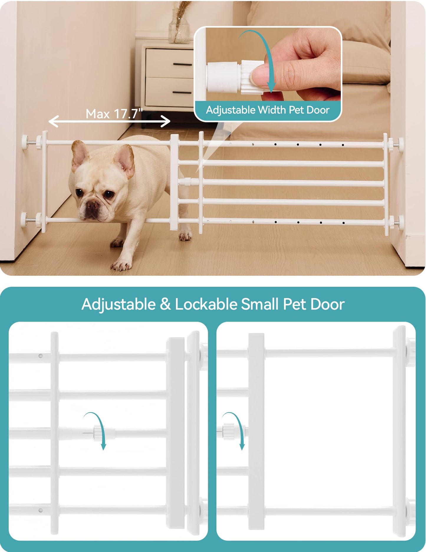 No Pawblems Short Dog Gate | 29-46" W small Dog Gate for Small Dogs Puppy