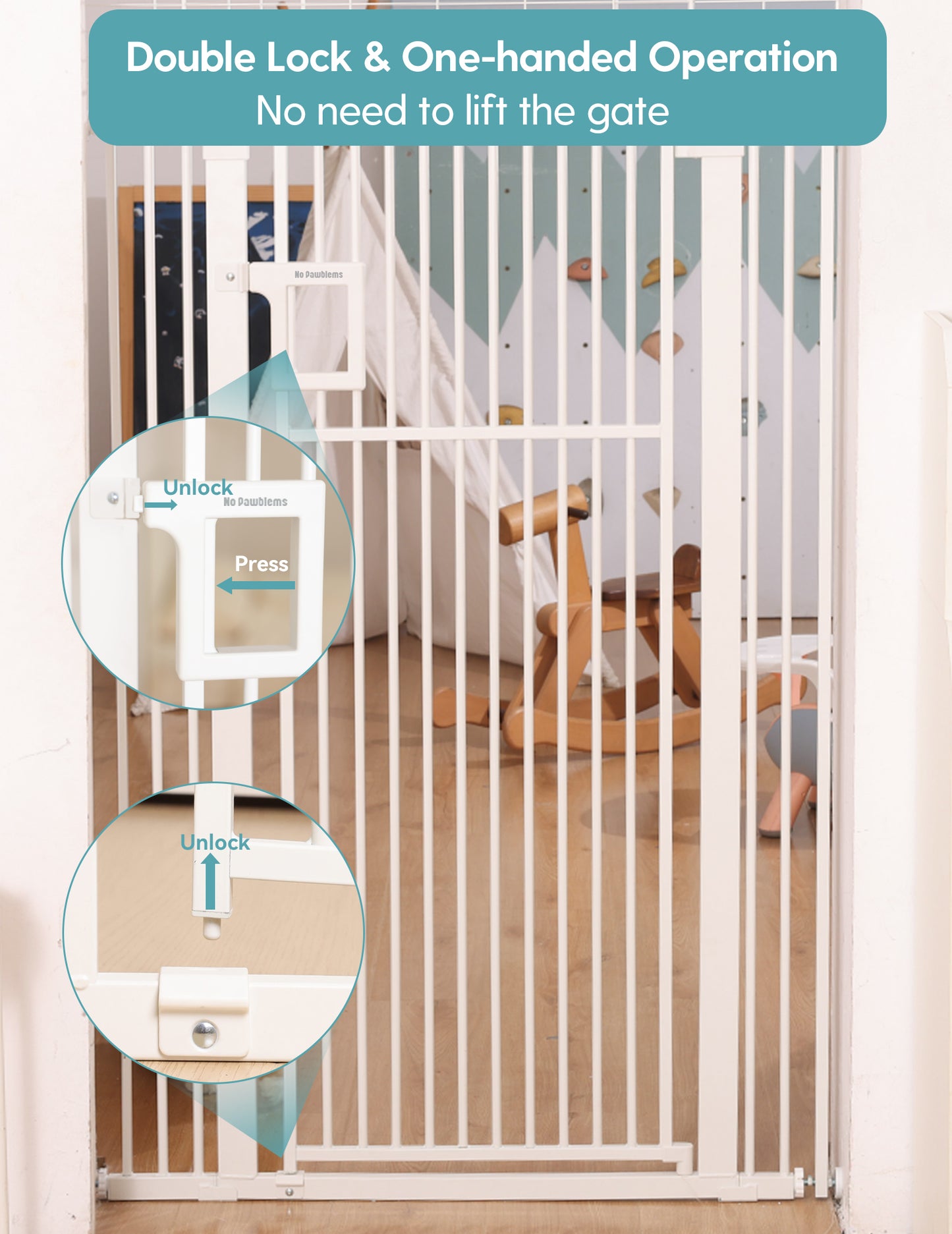 Upgraded 55" Extra Tall Pet Gate for Cat | Pressure Mounted