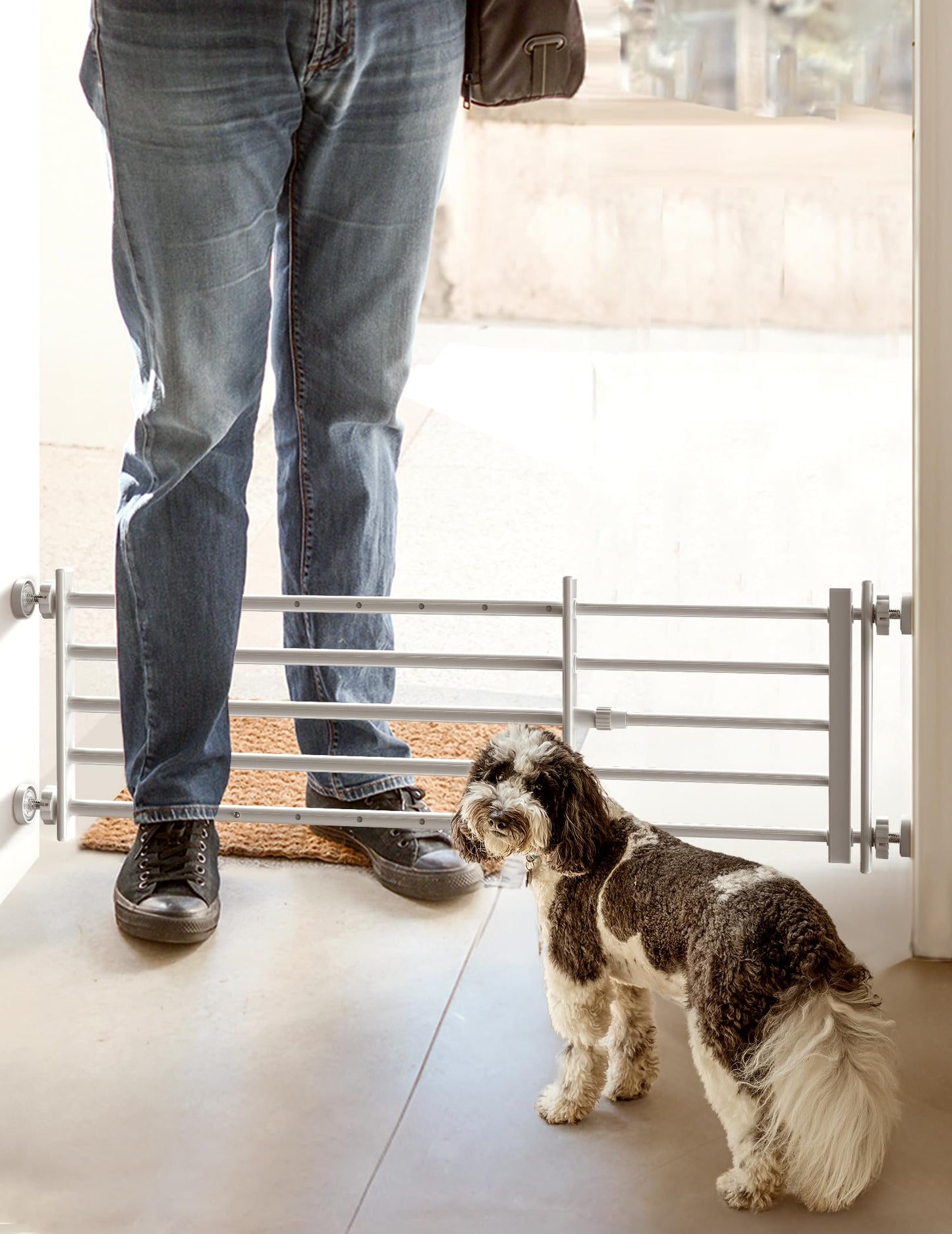 No Pawblems Short Dog Gate | 29-46" W small Dog Gate for Small Dogs Puppy